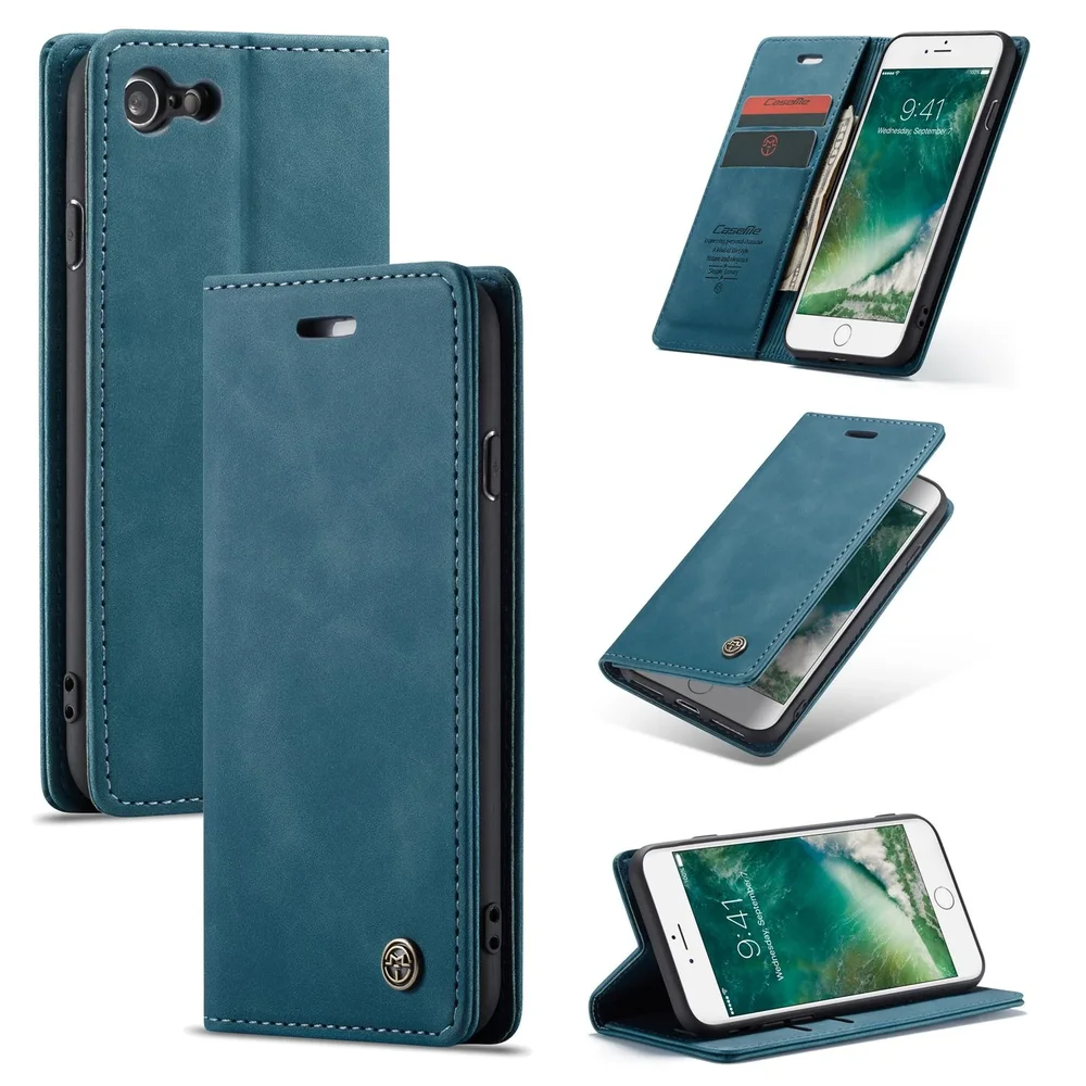 CaseMe iPhone 7 Slankt lommeboketui, Blå CaseMe iPhone 7 Slankt lommeboketui, Blå