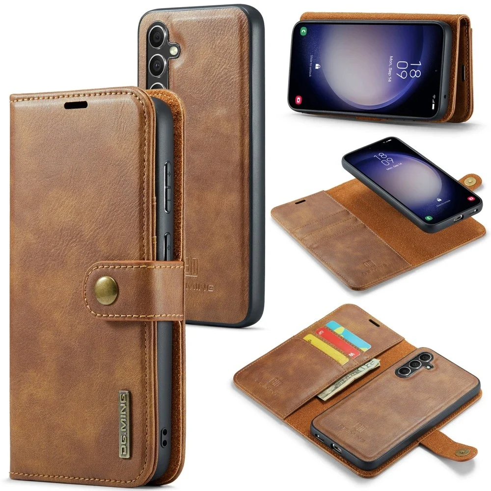 DG.MING Samsung Galaxy A55 Lommeboketui med avtakbart deksel, Cognac
