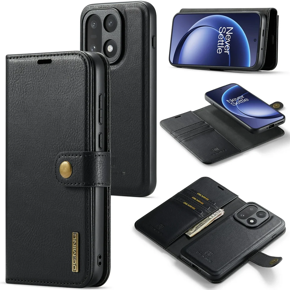 DG.MING OnePlus 15 Lommeboketui med avtakbart deksel, Black DG.MING OnePlus 15 Lommeboketui med avtakbart deksel, Black