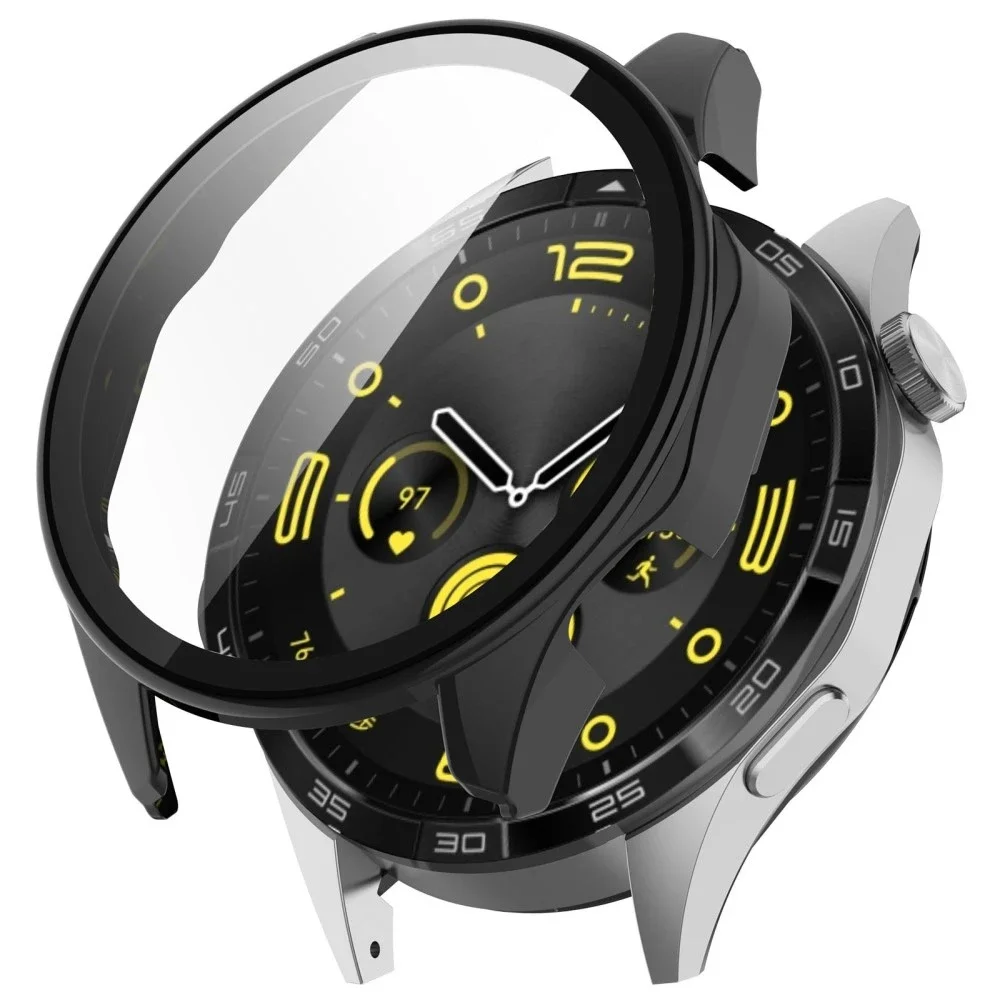 Huawei Watch GT 4 46mm Heldekkende deksel med skjermbeskytter, Svart Huawei Watch GT 4 46mm Heldekkende deksel med skjermbeskytter, Svart