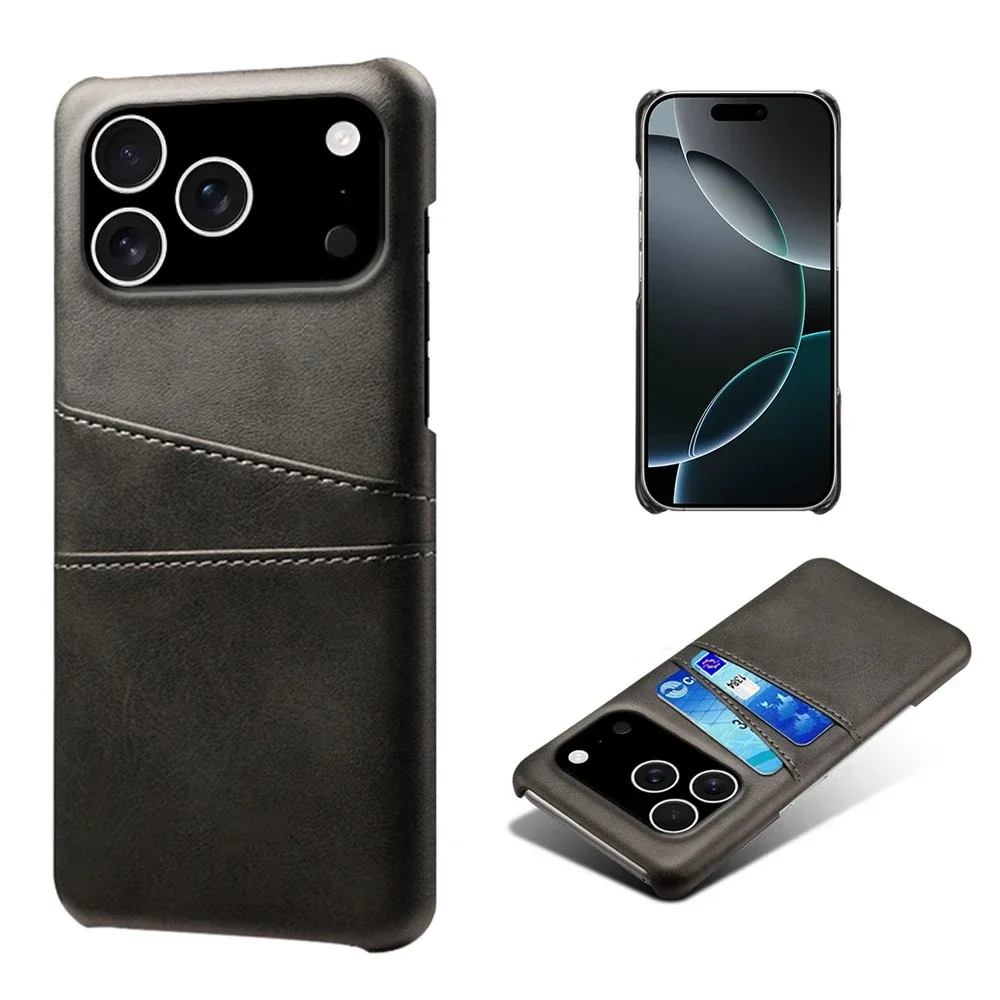 tectTech iPhone 18 Pro Stilig deksel med 2 kortlommer, Svart