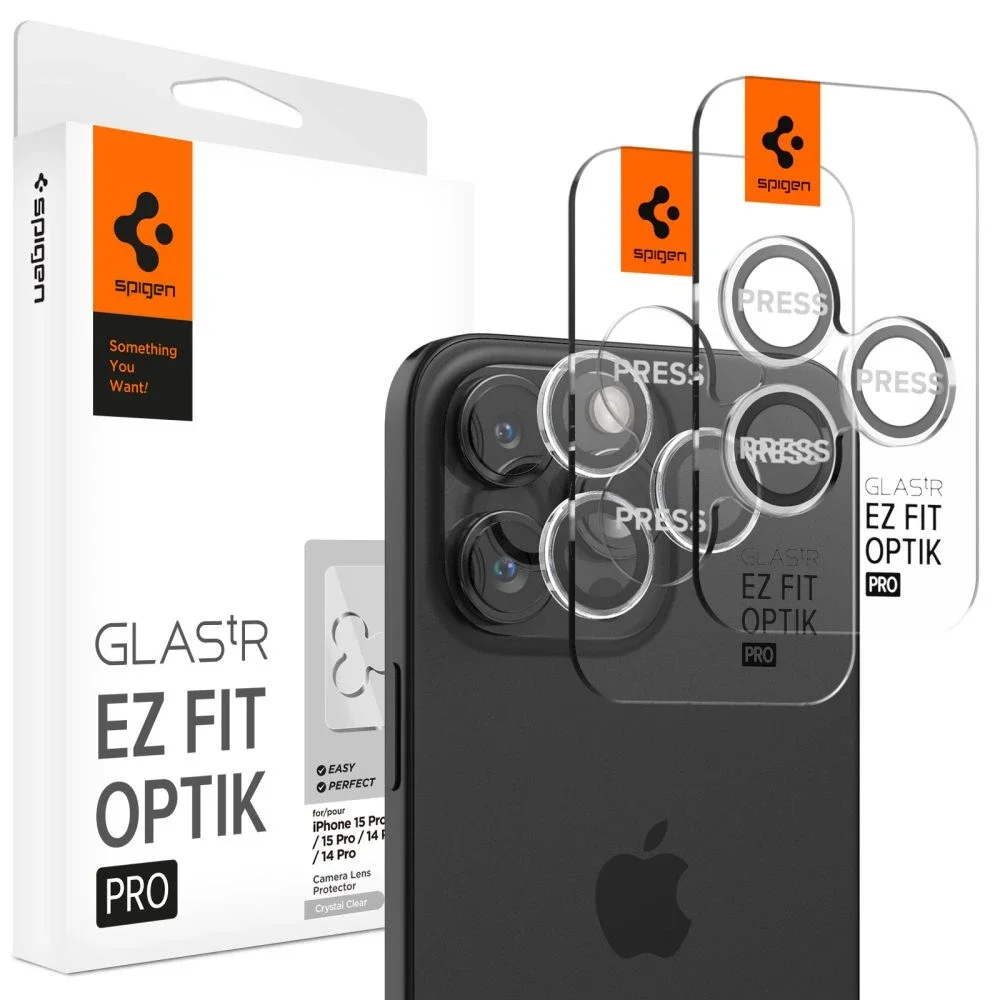 Spigen iPhone 15 Pro EZ Fit Linsebeskytter (2-pack), Gjennomsiktig