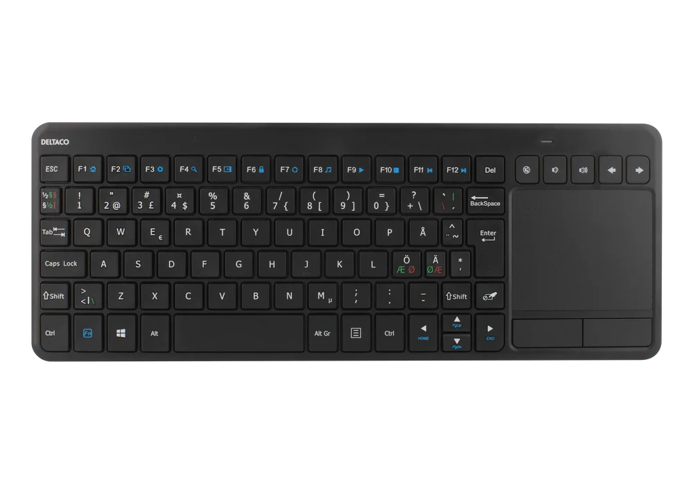 Deltaco Trådløst minitastatur med touchpad, Svart