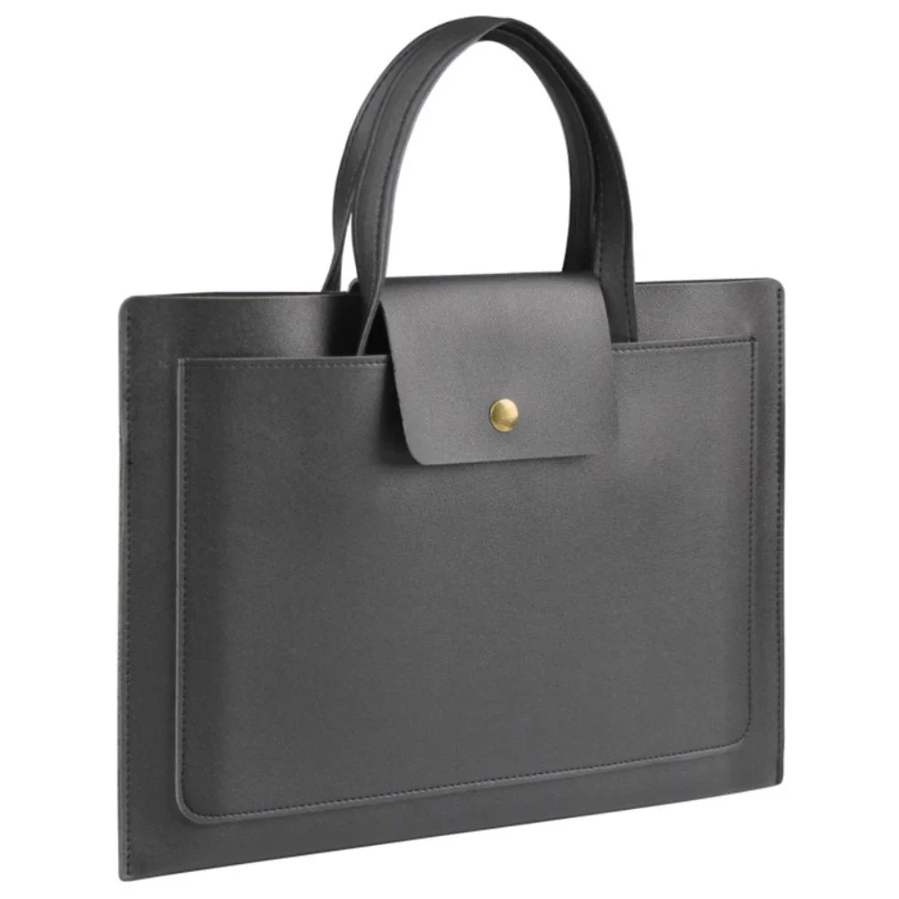 16" Minimalistisk laptopveske i kunstskinn, svart 16" Minimalistisk laptopveske i kunstskinn, svart