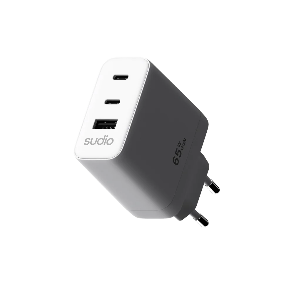Sudio P3 2 x USB-C + USB-A Vegglader 65W, Hvit