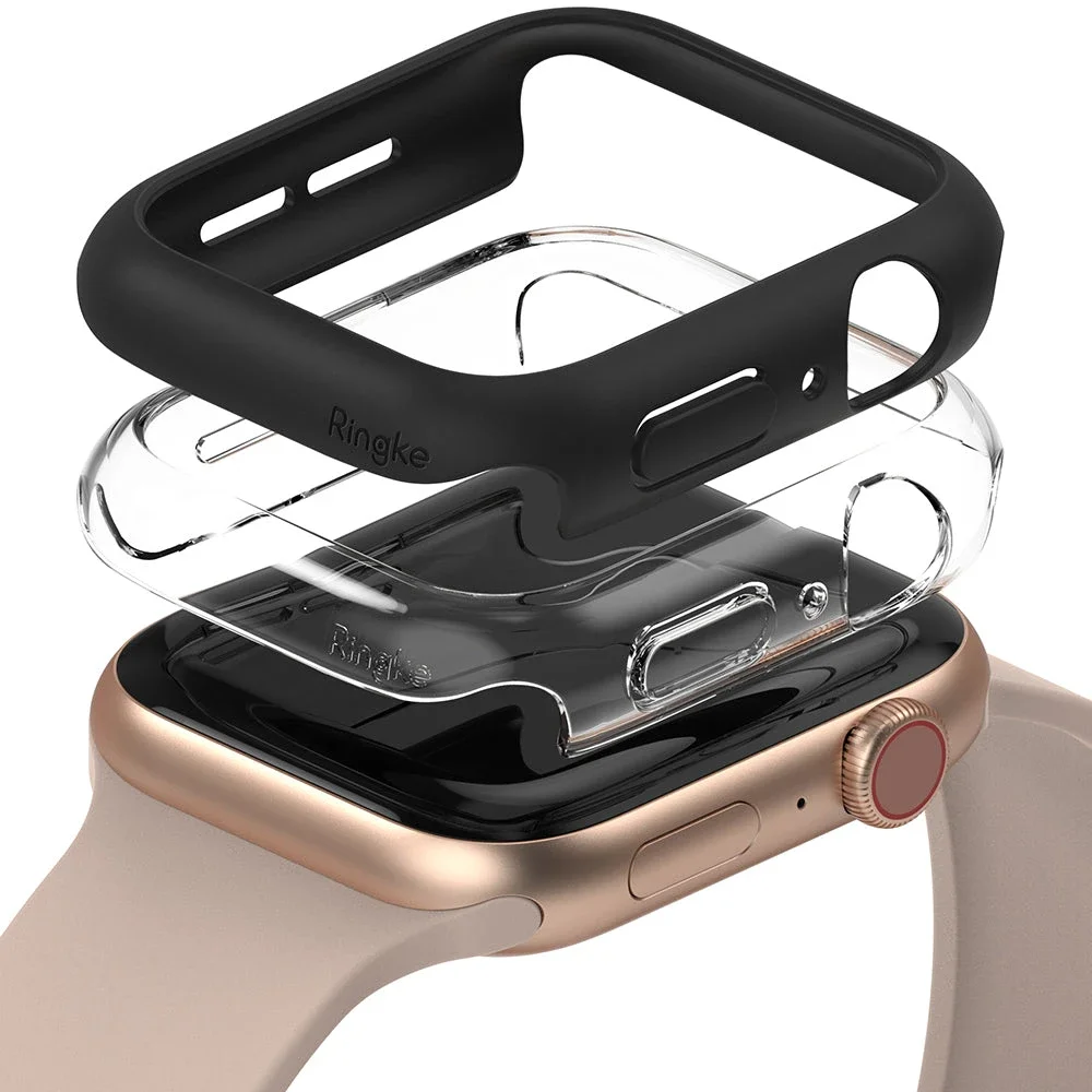 Ringke Apple Watch SE 3 44mm Tynt deksel (2-pack), Matte Black & Clear