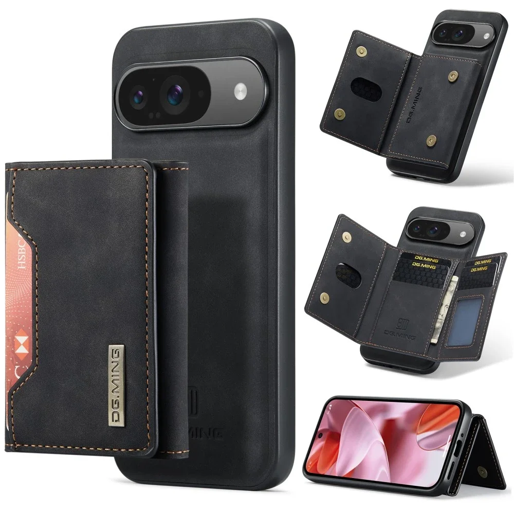 DG.MING Google Pixel 9 Pro Deksel med avtakbar lommebok, Svart DG.MING Google Pixel 9 Pro Deksel med avtakbar lommebok, Svart