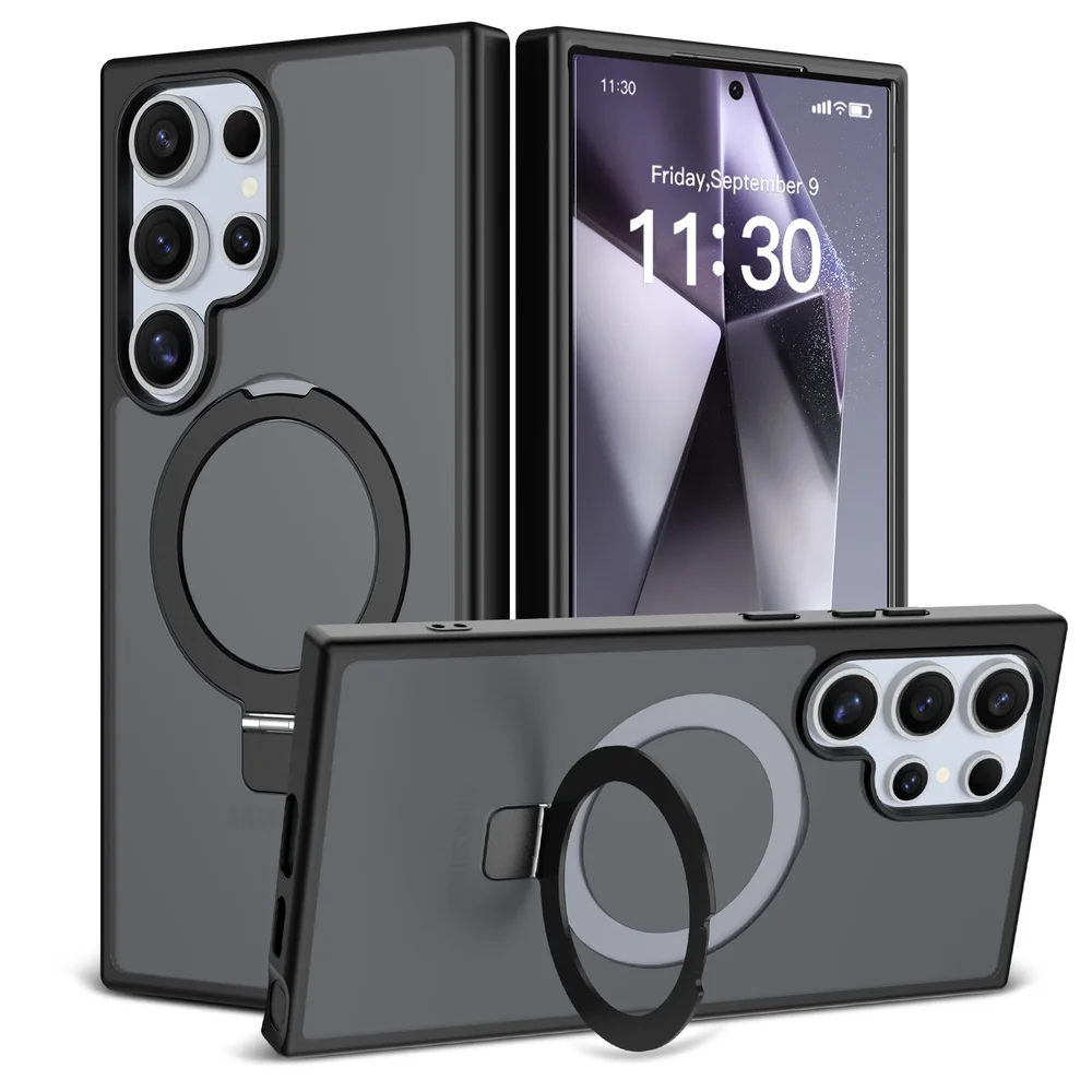 Samsung Galaxy S24 Ultra Magnetic hybriddeksel med stativfunksjon, Svart