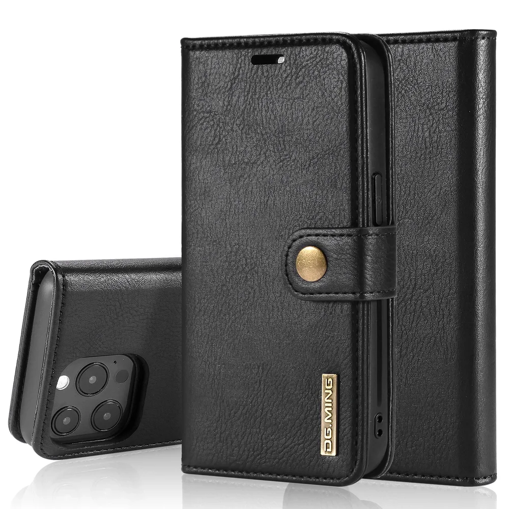 DG.MING iPhone 13 Pro Max Lommeboketui med avtakbart deksel, Black DG.MING iPhone 13 Pro Max Lommeboketui med avtakbart deksel, Black