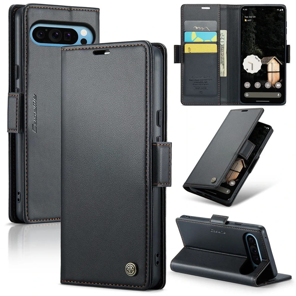 CaseMe Google Pixel 10 Pro XL Slankt RFID-lommeboketui, Svart