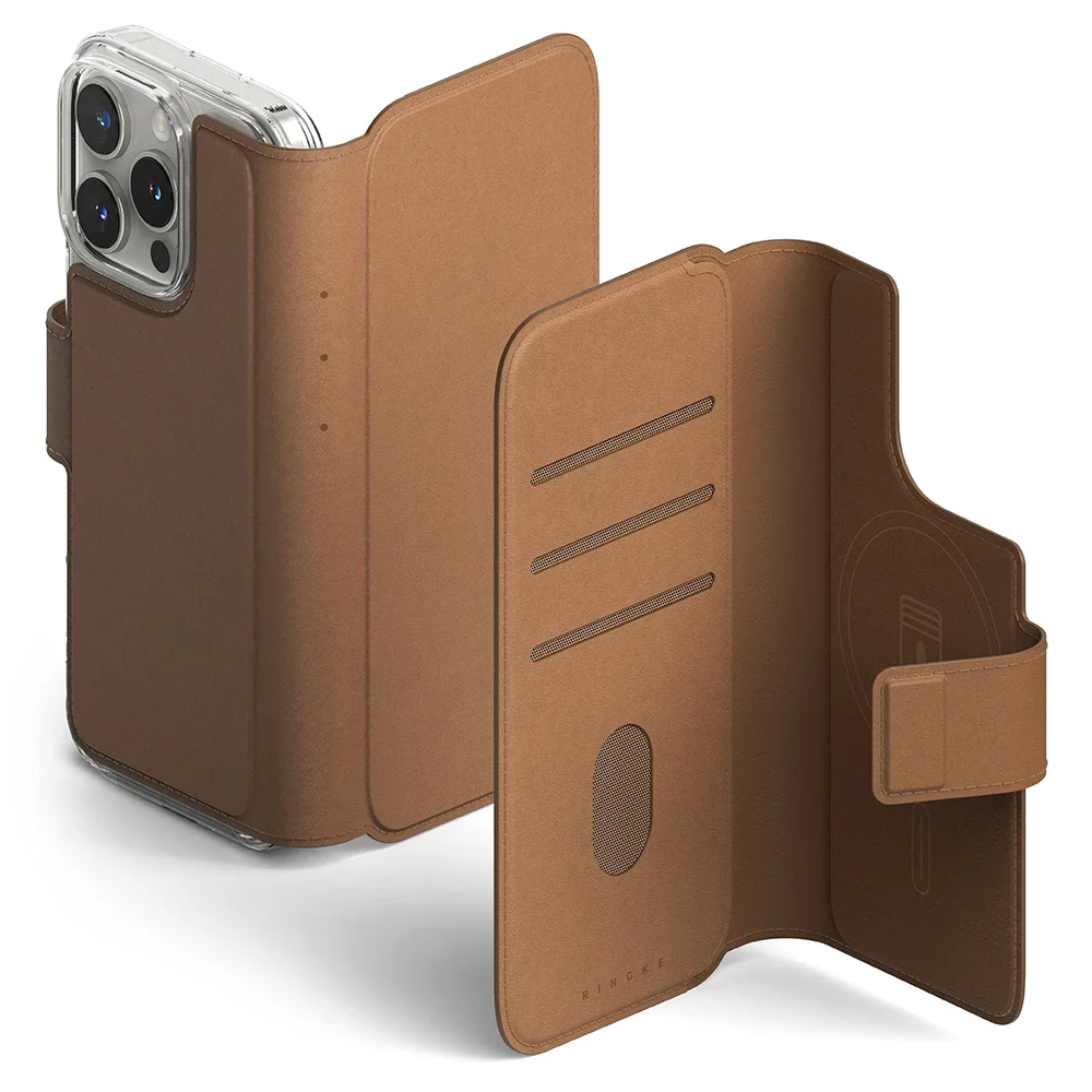 Ringke iPhone 15 Plus Folio Wallet Magnetic, Brun Ringke iPhone 15 Plus Folio Wallet Magnetic, Brun