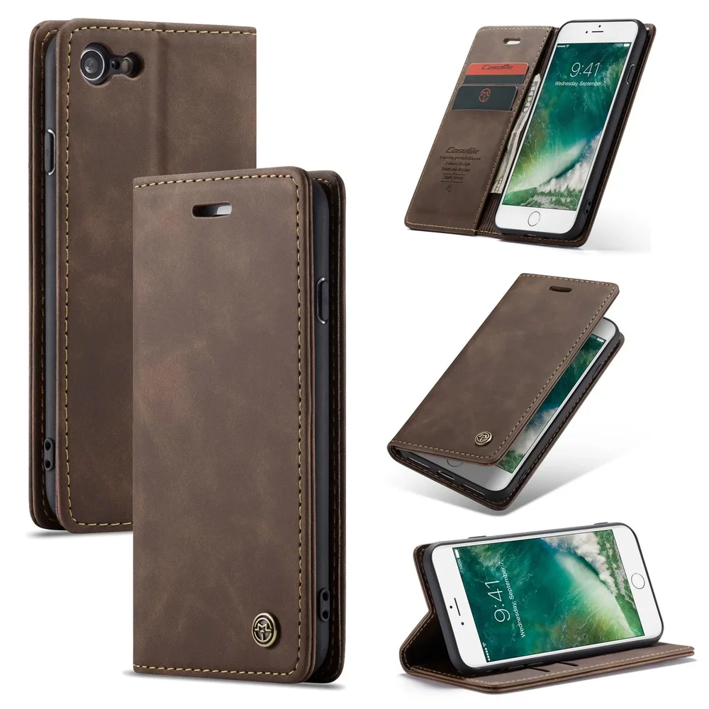 CaseMe iPhone SE 2020 Slankt lommeboketui, Brun