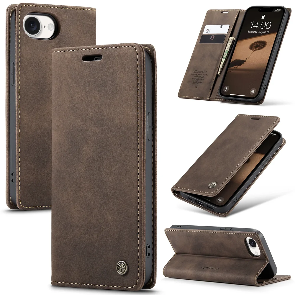 CaseMe iPhone 17e Slankt lommeboketui, Brun