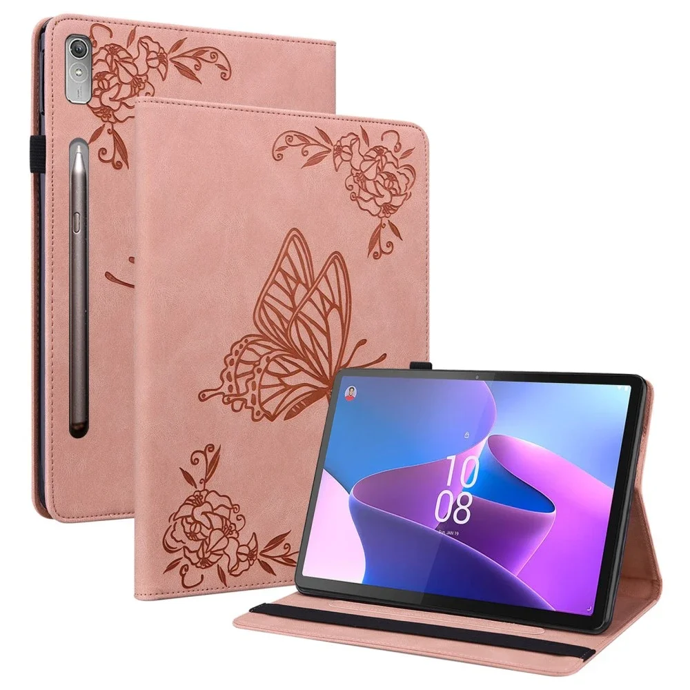 Lenovo Tab P12 Fint etui med sommerfugler, Rosa Lenovo Tab P12 Fint etui med sommerfugler, Rosa