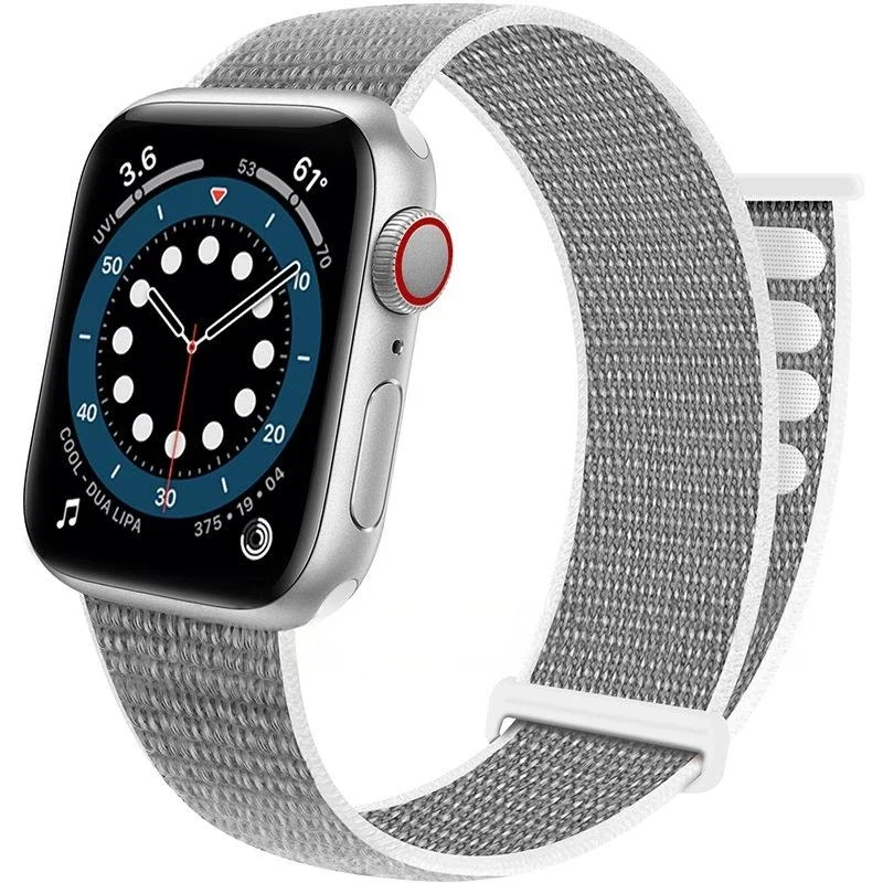 Nylonreim Apple Watch Series 9 45mm, Grå