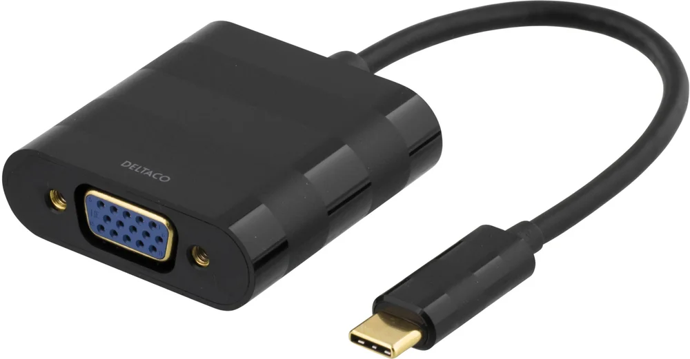 Deltaco USB-C til VGA-adapter, Svart Deltaco USB-C til VGA-adapter, Svart
