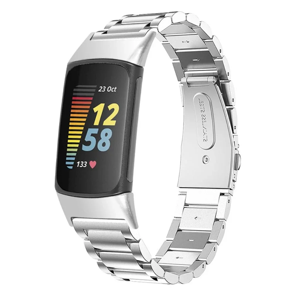Fitbit Charge 5 Elegant lenkereim i metall, Sølv Fitbit Charge 5 Elegant lenkereim i metall, Sølv