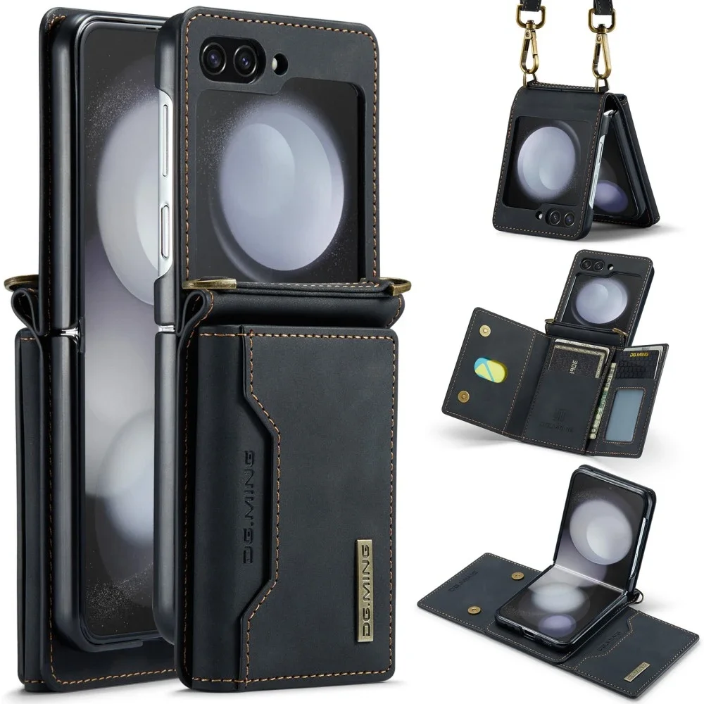 DG.MING Samsung Galaxy Z Flip 7 FE Deksel med innebygd lommebok, Svart DG.MING Samsung Galaxy Z Flip 7 FE Deksel med innebygd lommebok, Svart