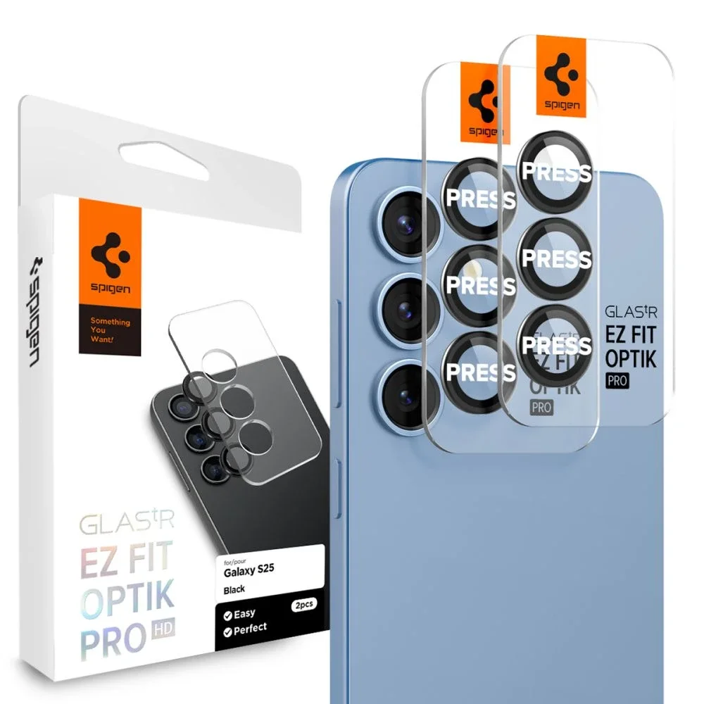 Spigen Samsung Galaxy S25 EZ Fit Linsebeskytter (2-pack), Svart