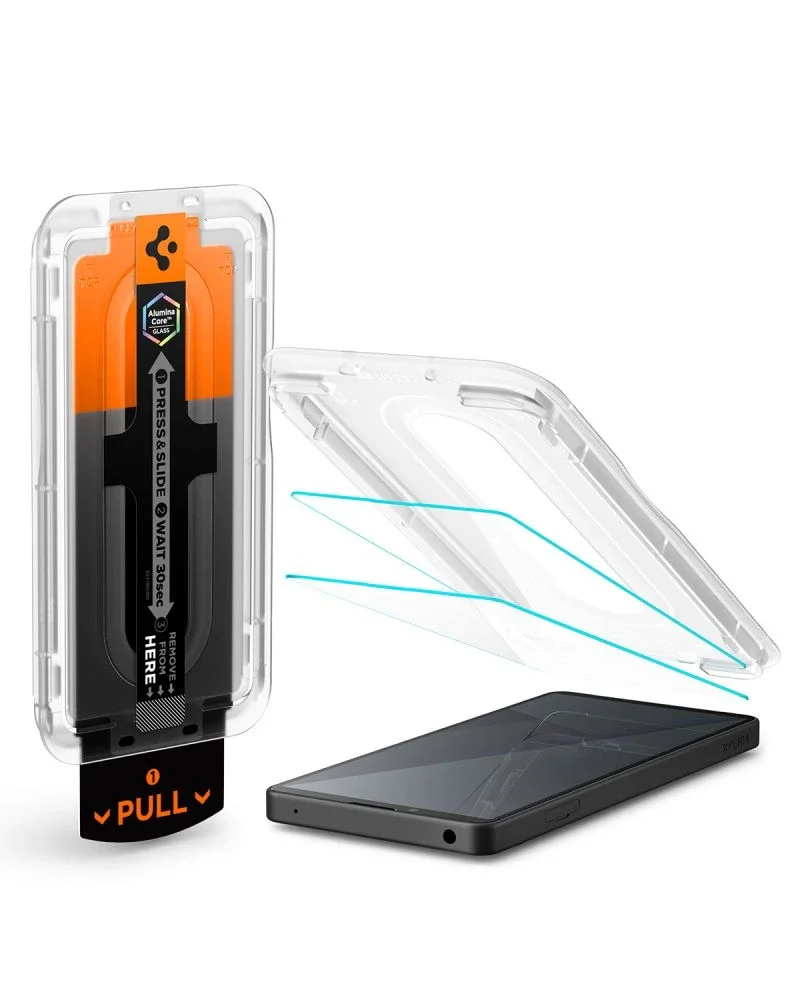 Spigen Sony Xperia 10 VII Skjermbeskytter med monteringsramme (2-pack) GLAS.tR EZ Fit Spigen Sony Xperia 10 VII Skjermbeskytter med monteringsramme (2-pack) GLAS.tR EZ Fit