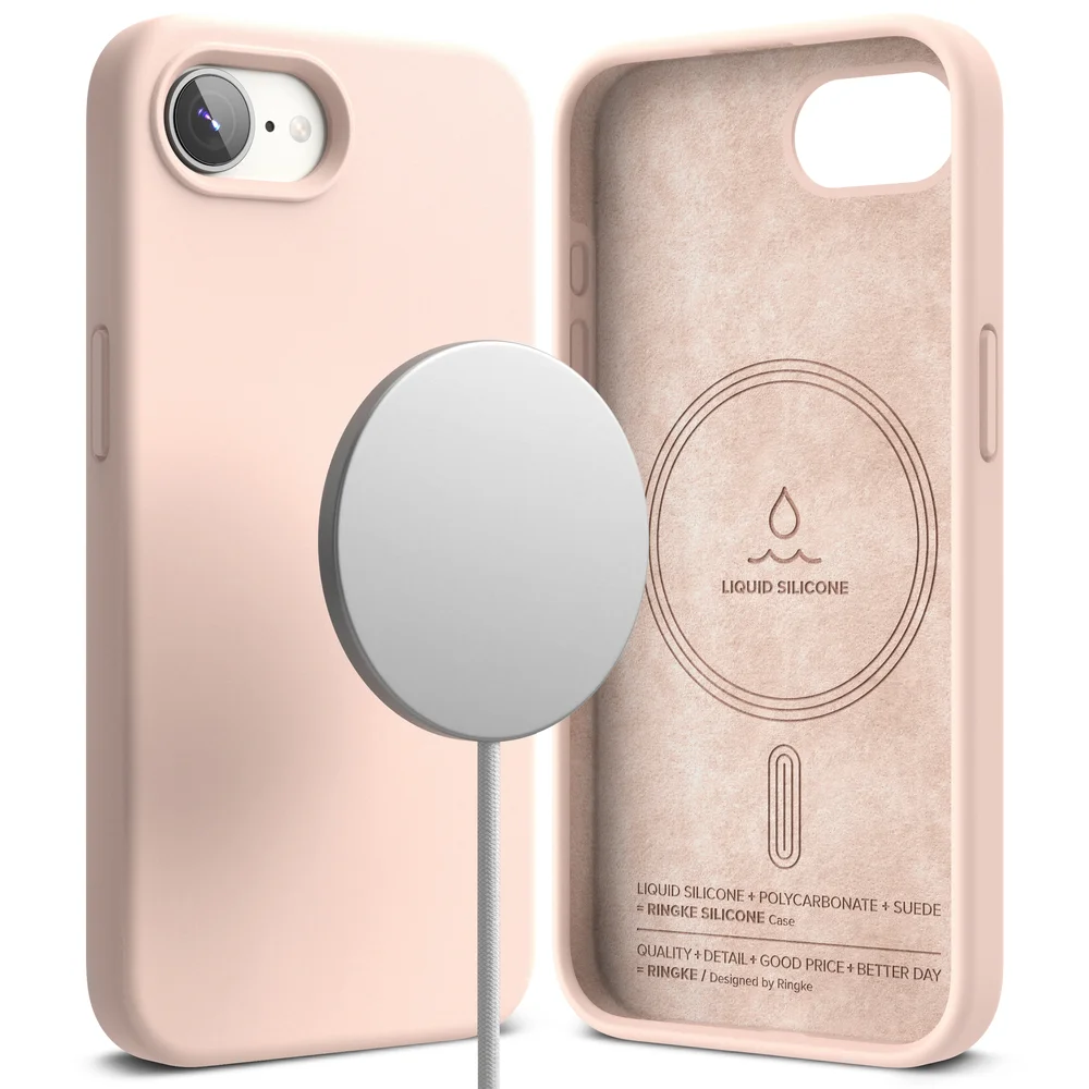 Ringke iPhone 17e MagSafe silikondeksel, Pink Sand Ringke iPhone 17e MagSafe silikondeksel, Pink Sand
