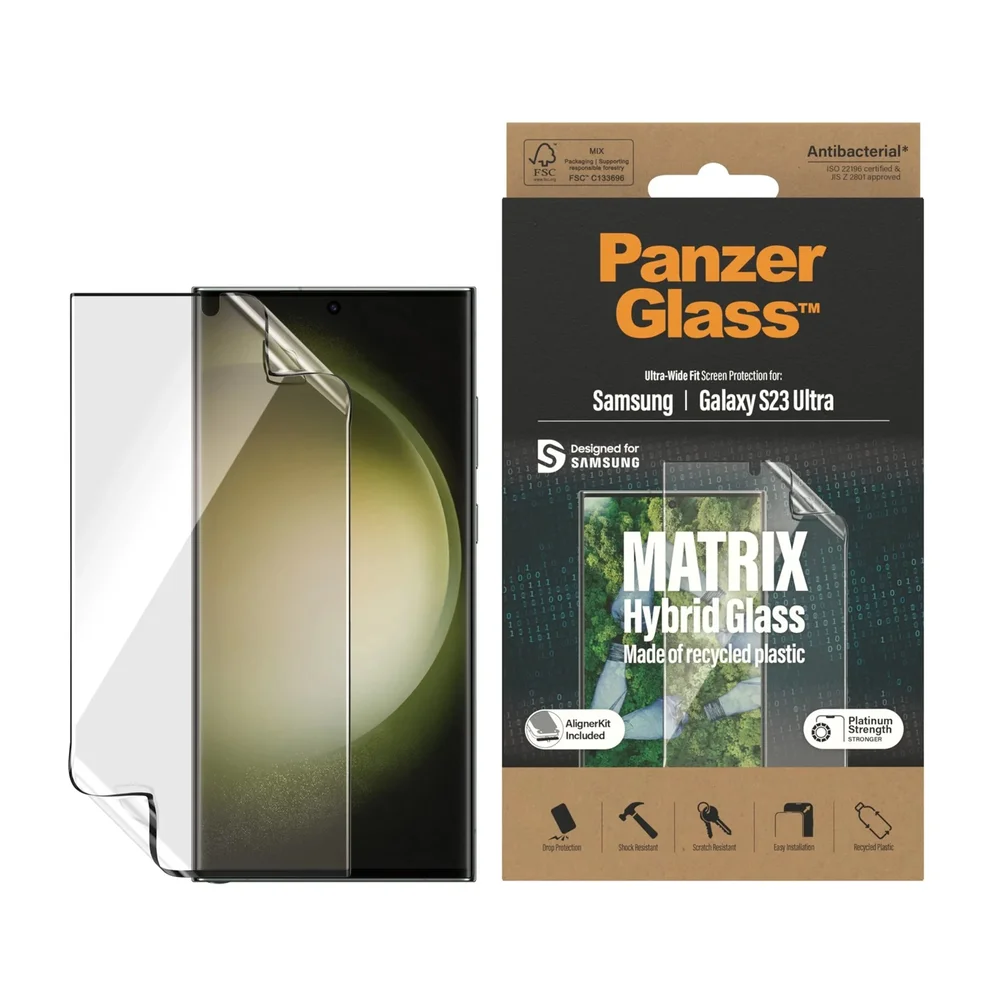 PanzerGlass Samsung Galaxy S23 Ultra Skjermbeskytter i hybridglass med installasjonsverktøy - Ultra Wide Fit
