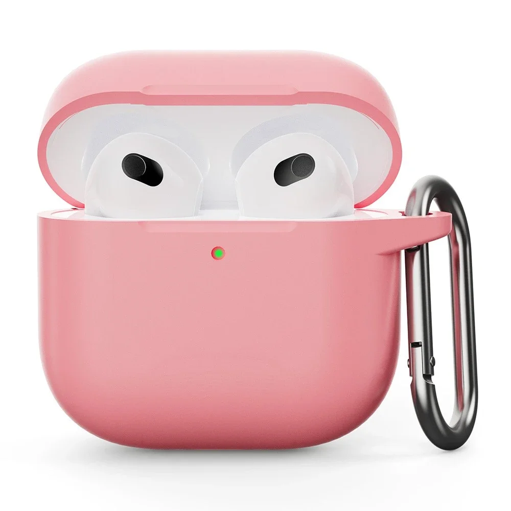 Apple AirPods 5 Silikondeksel med karabinkrok, Rosa