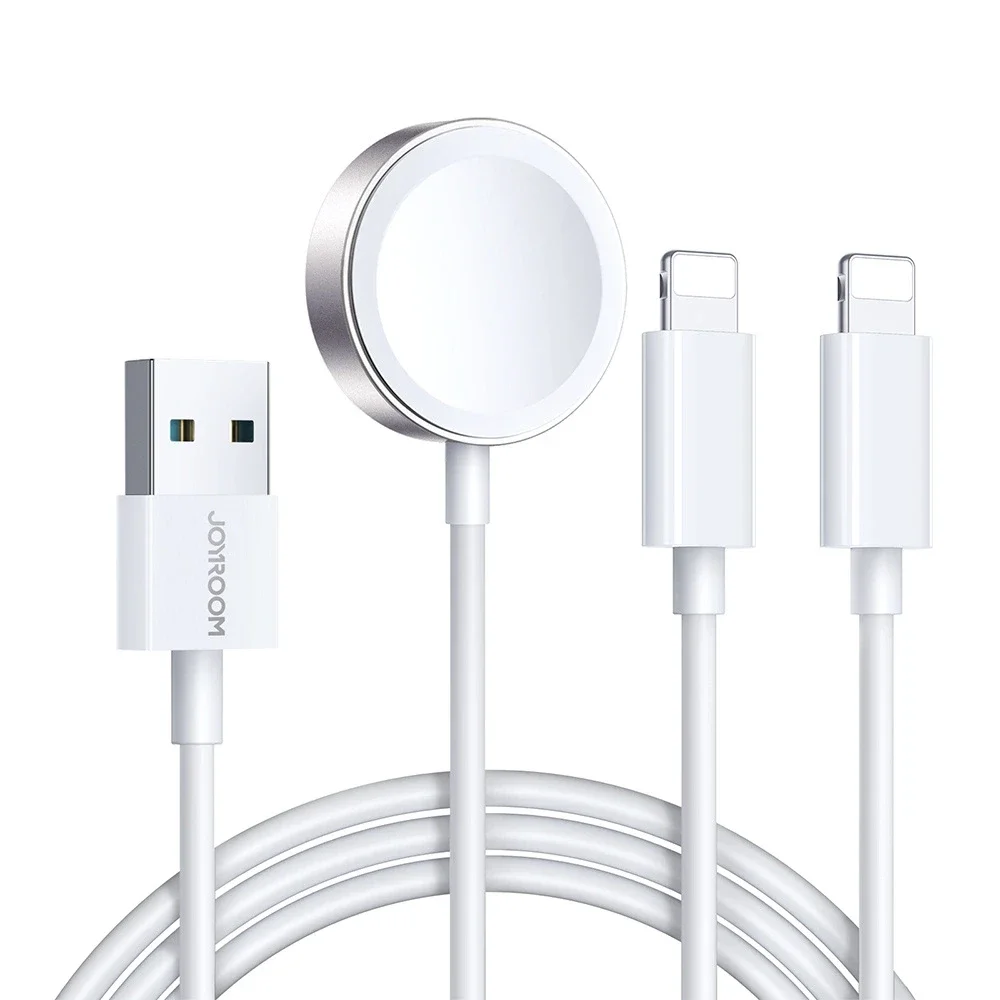 Joyroom 3-i-1 Laderkabel – USB-A til Lightning & Apple Watch Lader, Hvit Joyroom 3-i-1 Laderkabel – USB-A til Lightning & Apple Watch Lader, Hvit