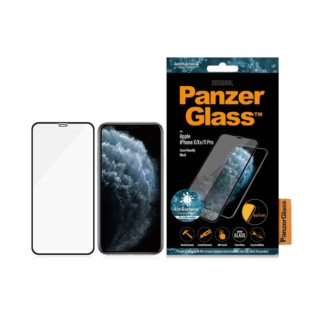 PanzerGlass iPhone X/XS Skjermbeskytter i ripemotstandig herdet glass - Edge-to-Edge