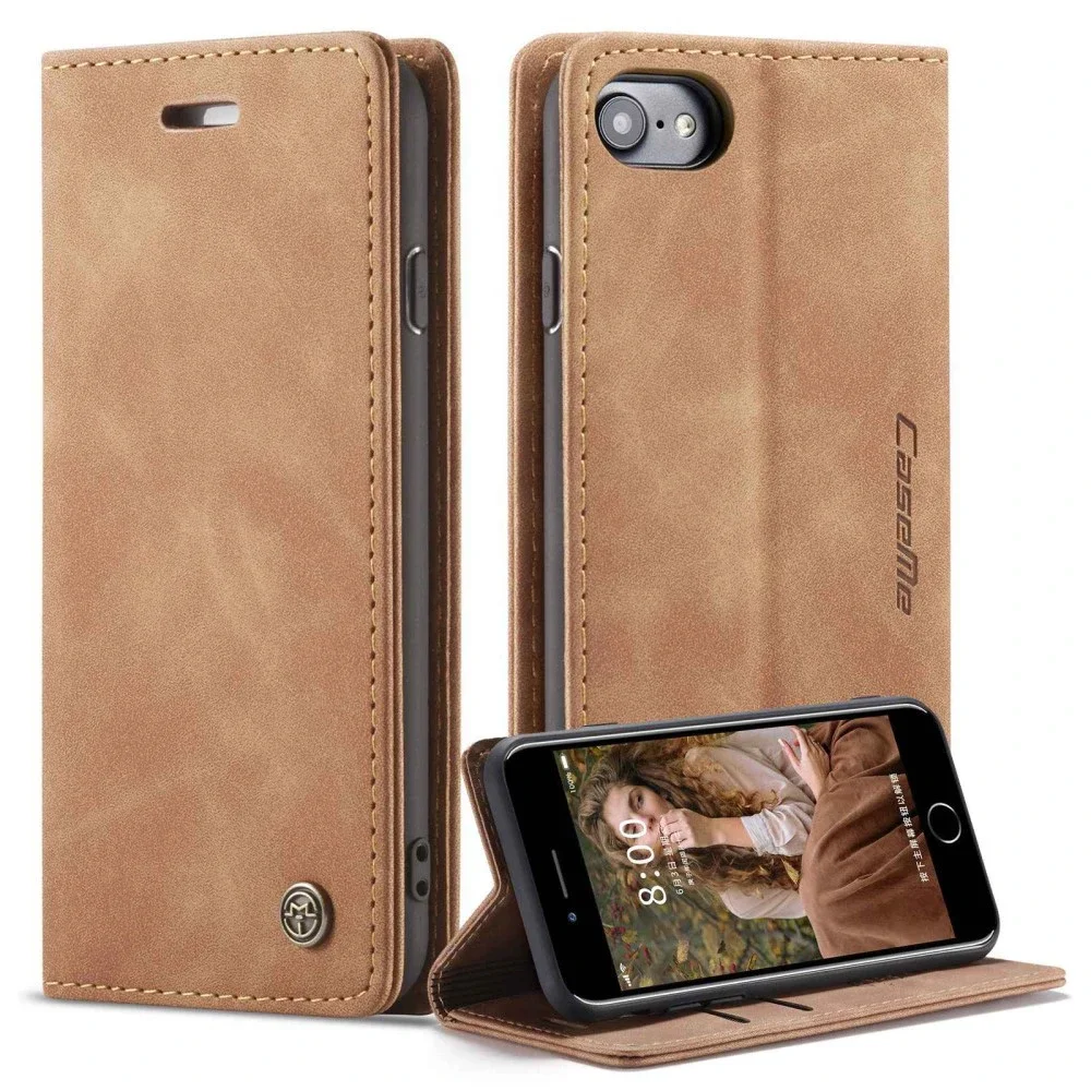 CaseMe iPhone 8 Slankt lommeboketui, Cognac CaseMe iPhone 8 Slankt lommeboketui, Cognac