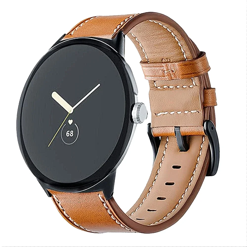 Google Pixel Watch 4 45mm Reim i ekte skinn, Cognac Google Pixel Watch 4 45mm Reim i ekte skinn, Cognac