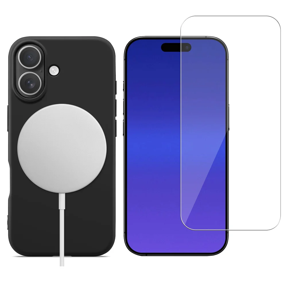 Mobique iPhone 17 MagSafe deksel i TPU + Skjermbeskytter herdet glass, Svart