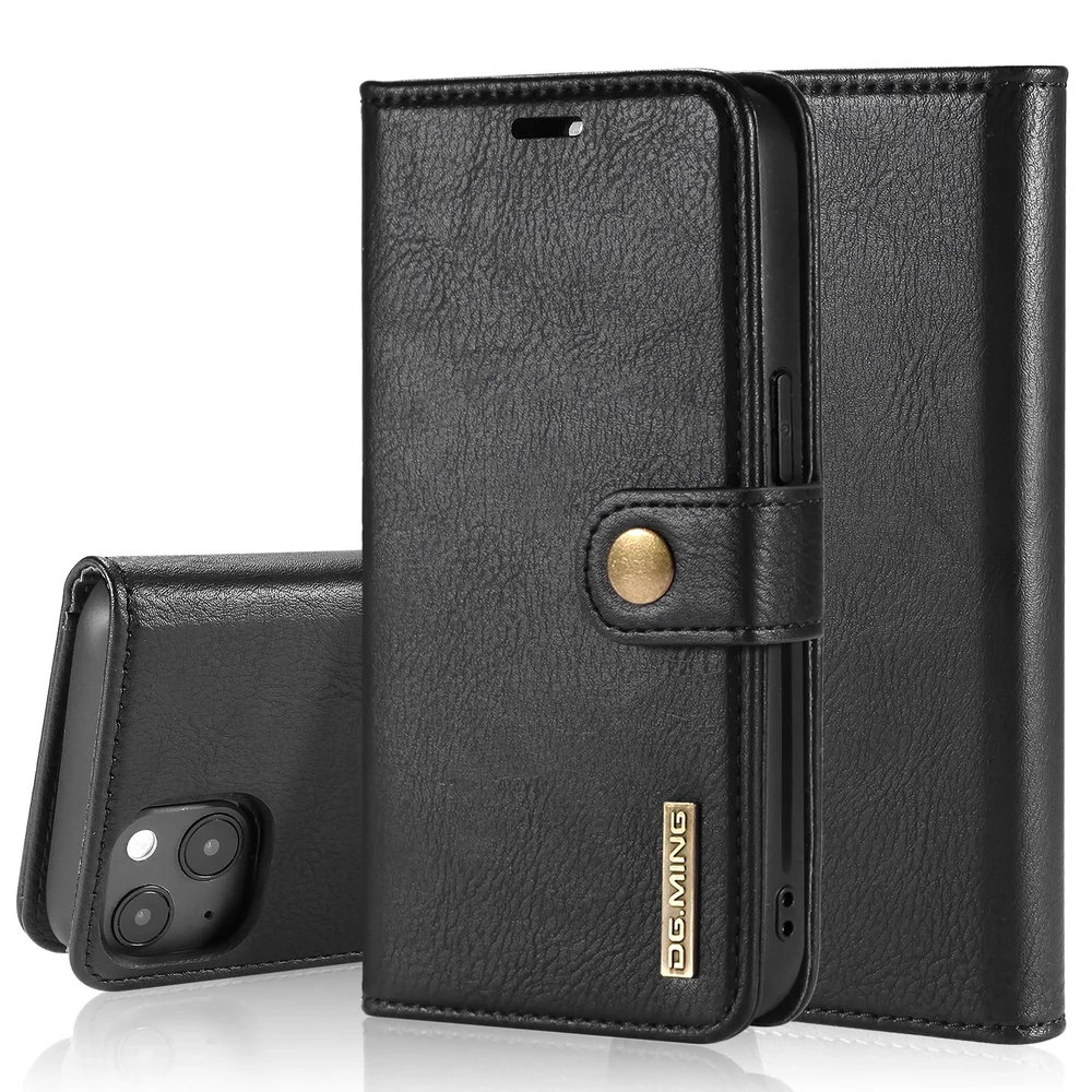 DG.MING iPhone 13 Lommeboketui med avtakbart deksel, Black DG.MING iPhone 13 Lommeboketui med avtakbart deksel, Black