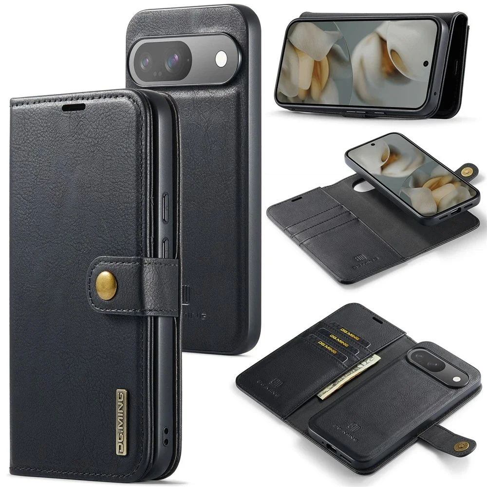 DG.MING Google Pixel 10 Pro Lommeboketui med avtakbart deksel, Black DG.MING Google Pixel 10 Pro Lommeboketui med avtakbart deksel, Black