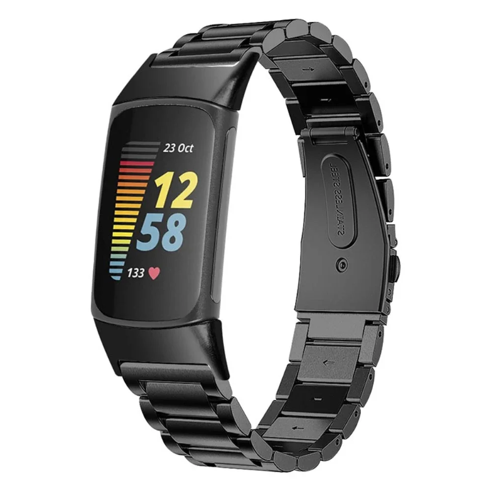 Fitbit Charge 5 Elegant lenkereim i metall, Svart Fitbit Charge 5 Elegant lenkereim i metall, Svart