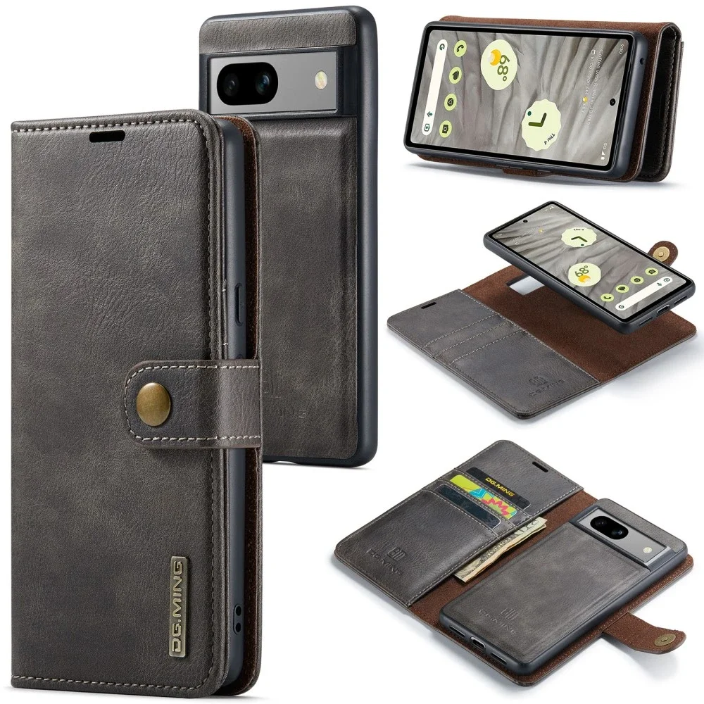 DG.MING Google Pixel 8a Lommeboketui med avtakbart deksel, Brown DG.MING Google Pixel 8a Lommeboketui med avtakbart deksel, Brown