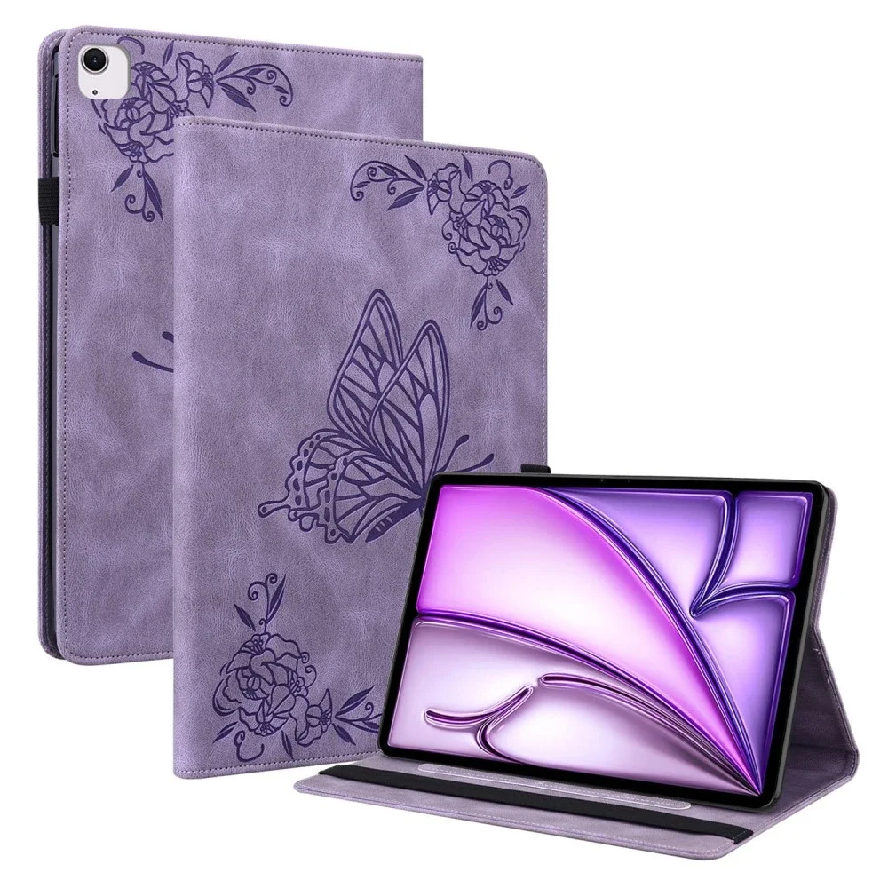 Apple iPad Air 11 6th Gen (2024) Fint etui med sommerfugler, Lilla Apple iPad Air 11 6th Gen (2024) Fint etui med sommerfugler, Lilla