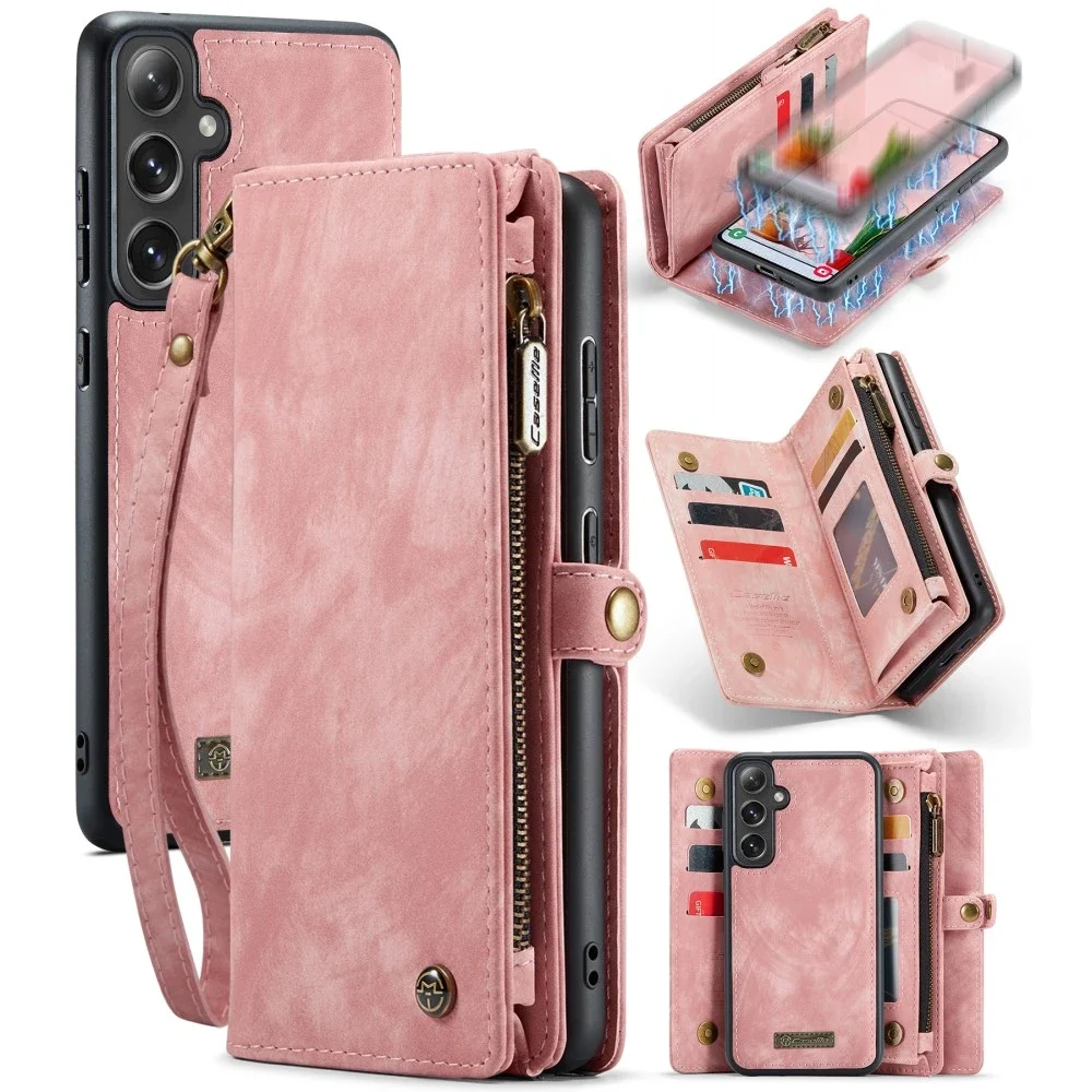 CaseMe Samsung Galaxy S24 Plus Romslig lommeboketui med mange kortlommer, Rosa CaseMe Samsung Galaxy S24 Plus Romslig lommeboketui med mange kortlommer, Rosa