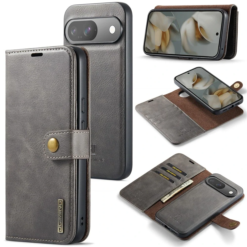 DG.MING Google Pixel 11 Pro XL Lommeboketui med avtakbart deksel, Brown DG.MING Google Pixel 11 Pro XL Lommeboketui med avtakbart deksel, Brown