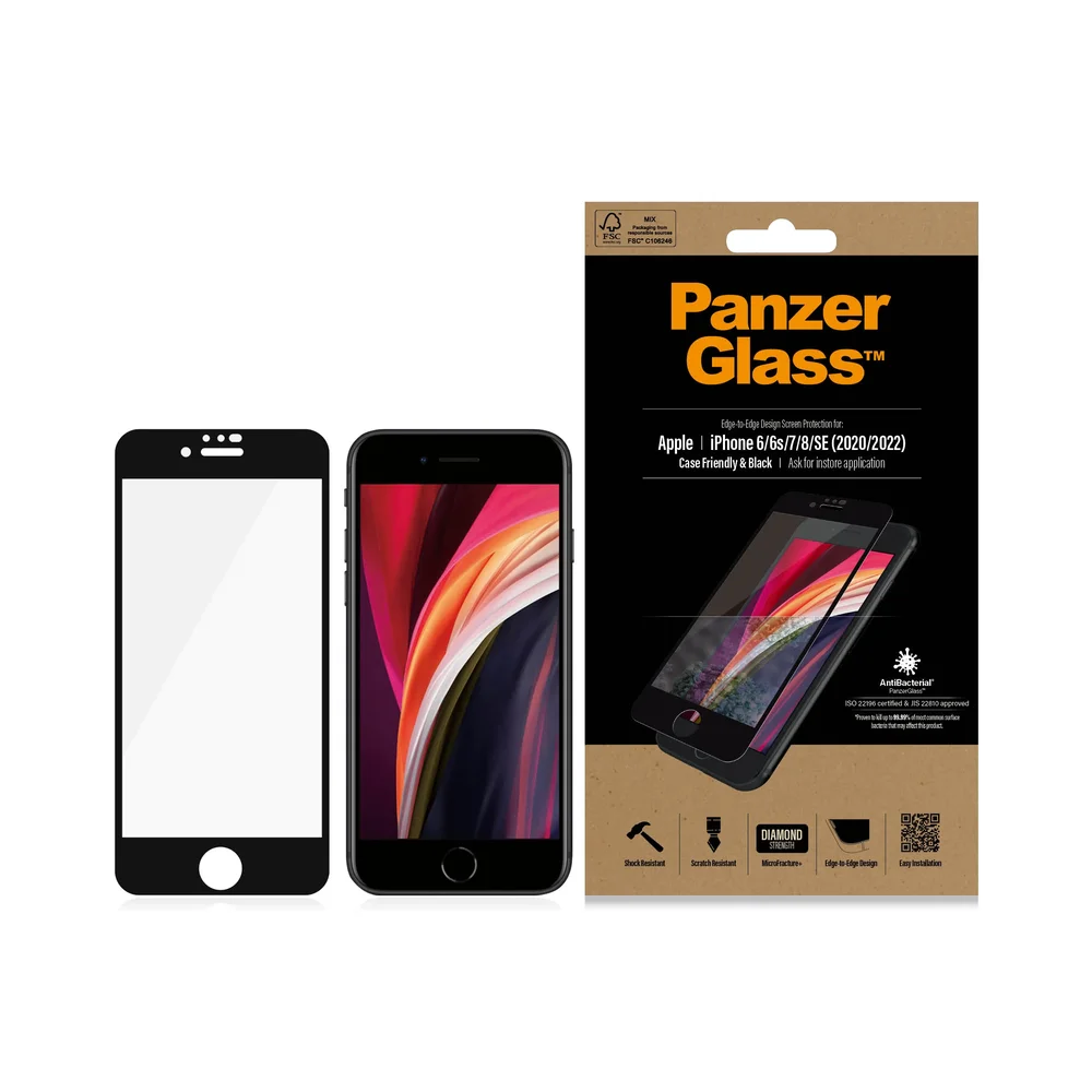 PanzerGlass iPhone 8 Skjermbeskytter i ripemotstandig herdet glass - Edge-to-Edge