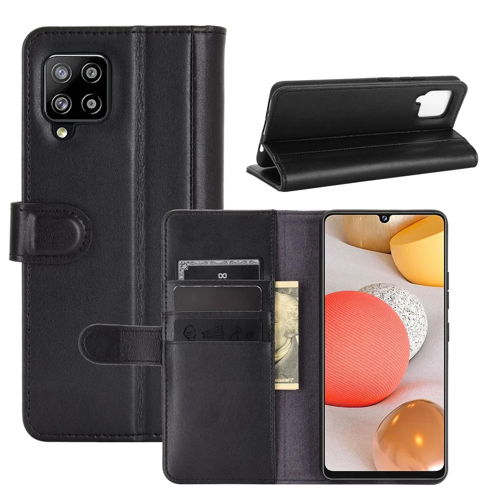 Samsung Galaxy A42 Lommeboketui i ekte skinn, Svart