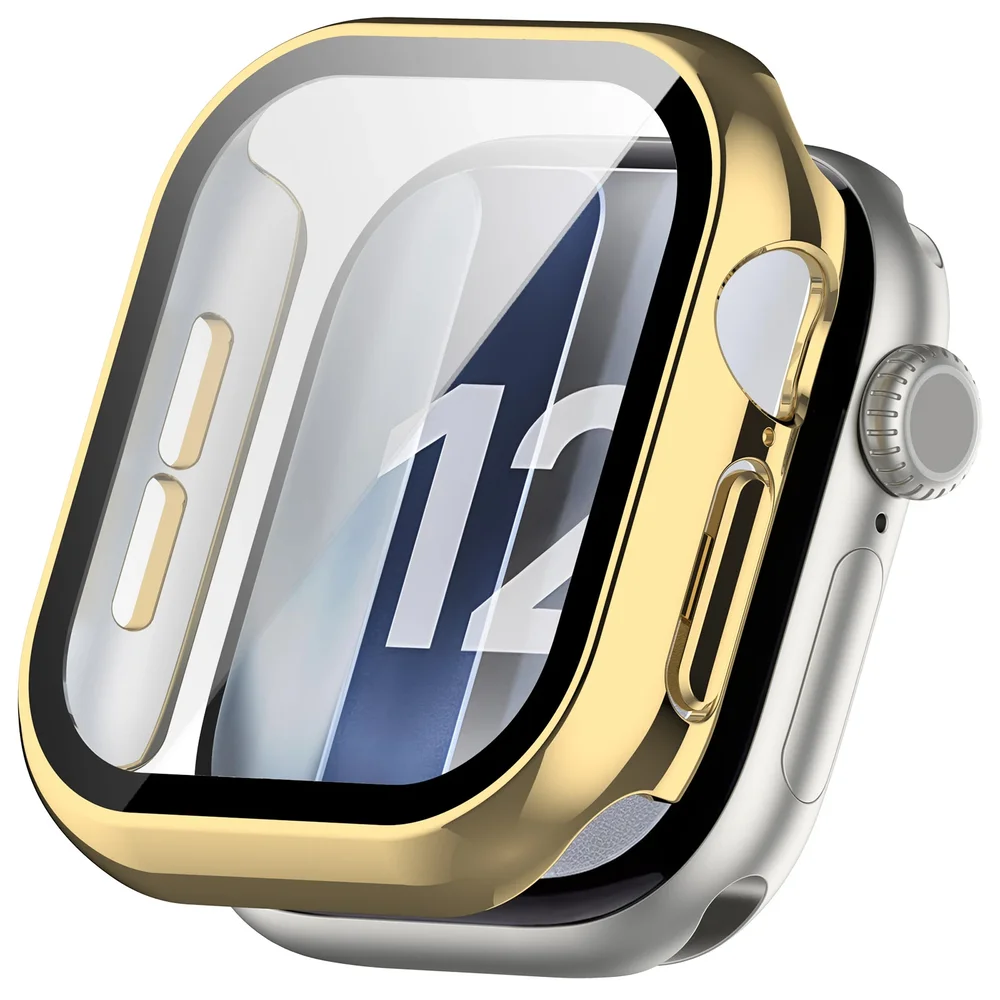 Apple Watch Series 12 46mm Heldekkende deksel med skjermbeskytter, Gull