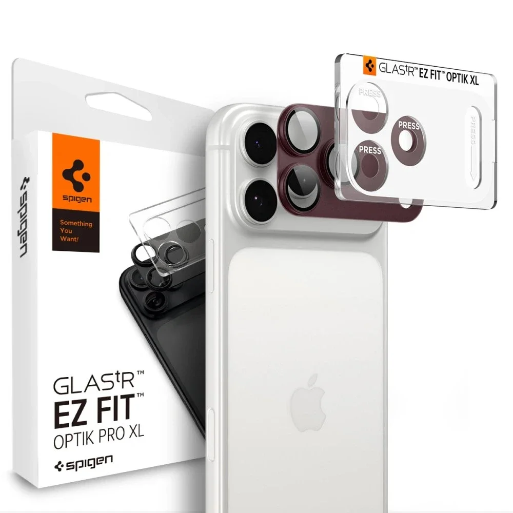 Spigen iPhone 18 Pro Max EZ Fit Kamerabeskyttelse - Optik Pro XL, Dark Cherry