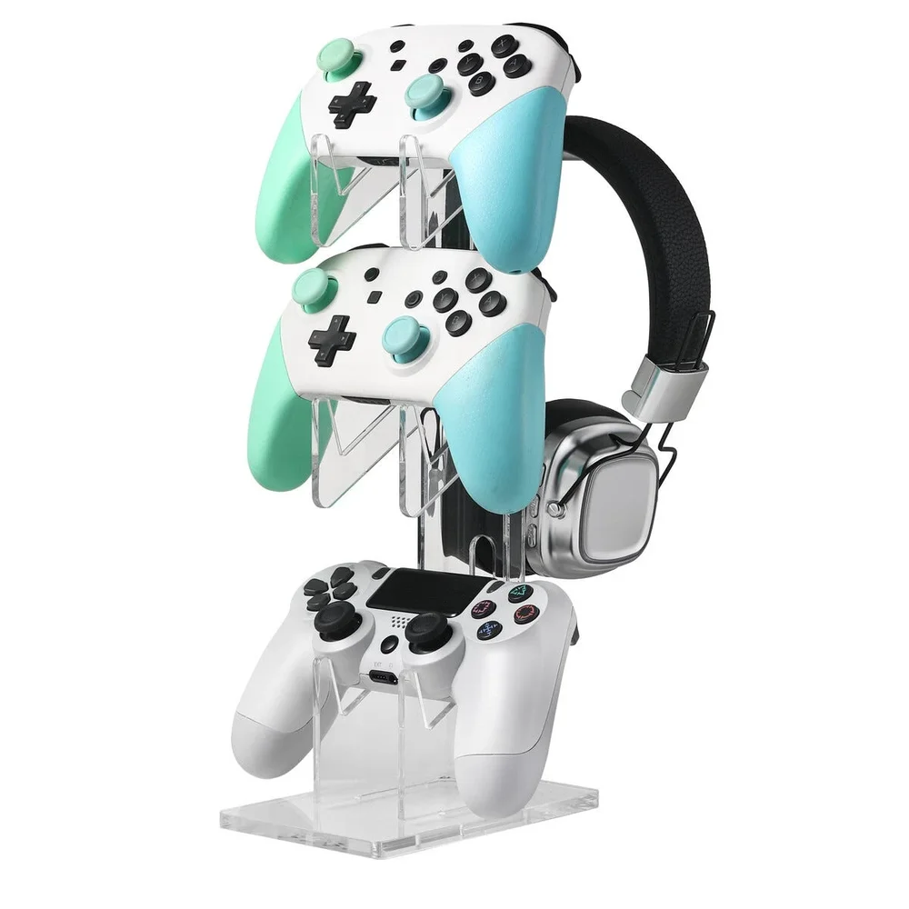 Exibel 4-i-1-stativ for håndkontrollere og headset, Gjennomsiktig Exibel 4-i-1-stativ for håndkontrollere og headset, Gjennomsiktig