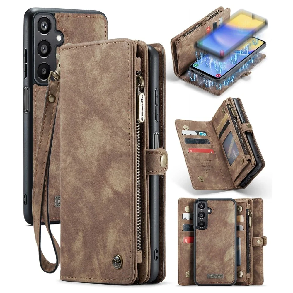 CaseMe Samsung Galaxy A05s Romslig lommeboketui med mange kortlommer, Brun CaseMe Samsung Galaxy A05s Romslig lommeboketui med mange kortlommer, Brun
