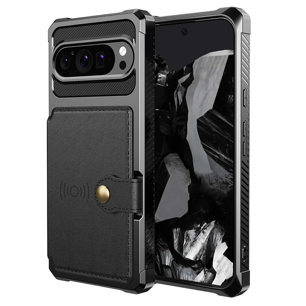 Google Pixel 10 Støtsikkert deksel med lommebok, Svart