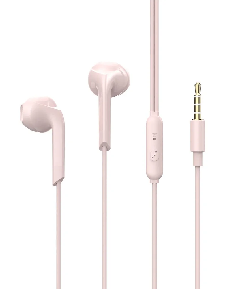 Exibel In-ear hodetelefoner med mikrofon kablede 3.5mm, Rosa