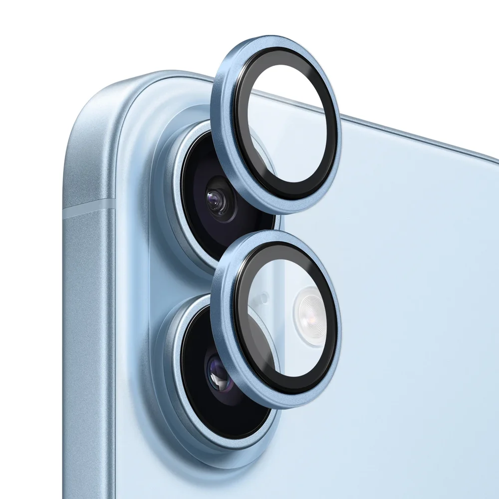 NORTHJO iPhone 17 Linsebeskytter i herdet glass med aluminiumsramme Blå
