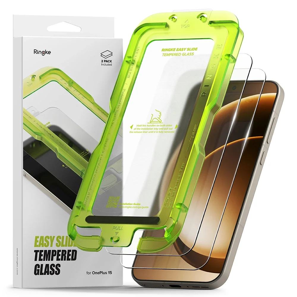 Ringke OnePlus 15 Skjermbeskytter i glass med monteringsramme (2-pack)