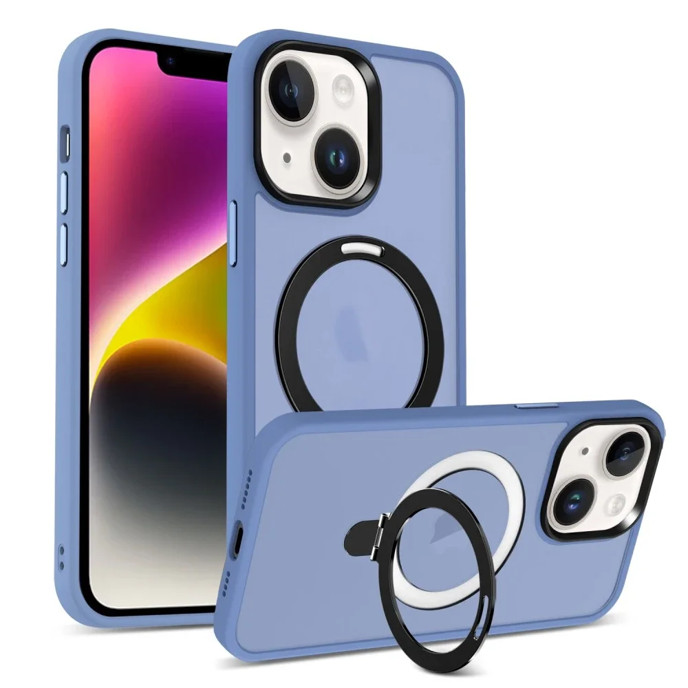 iPhone 13 Magnetic hybriddeksel med stativfunksjon, Blå iPhone 13 Magnetic hybriddeksel med stativfunksjon, Blå
